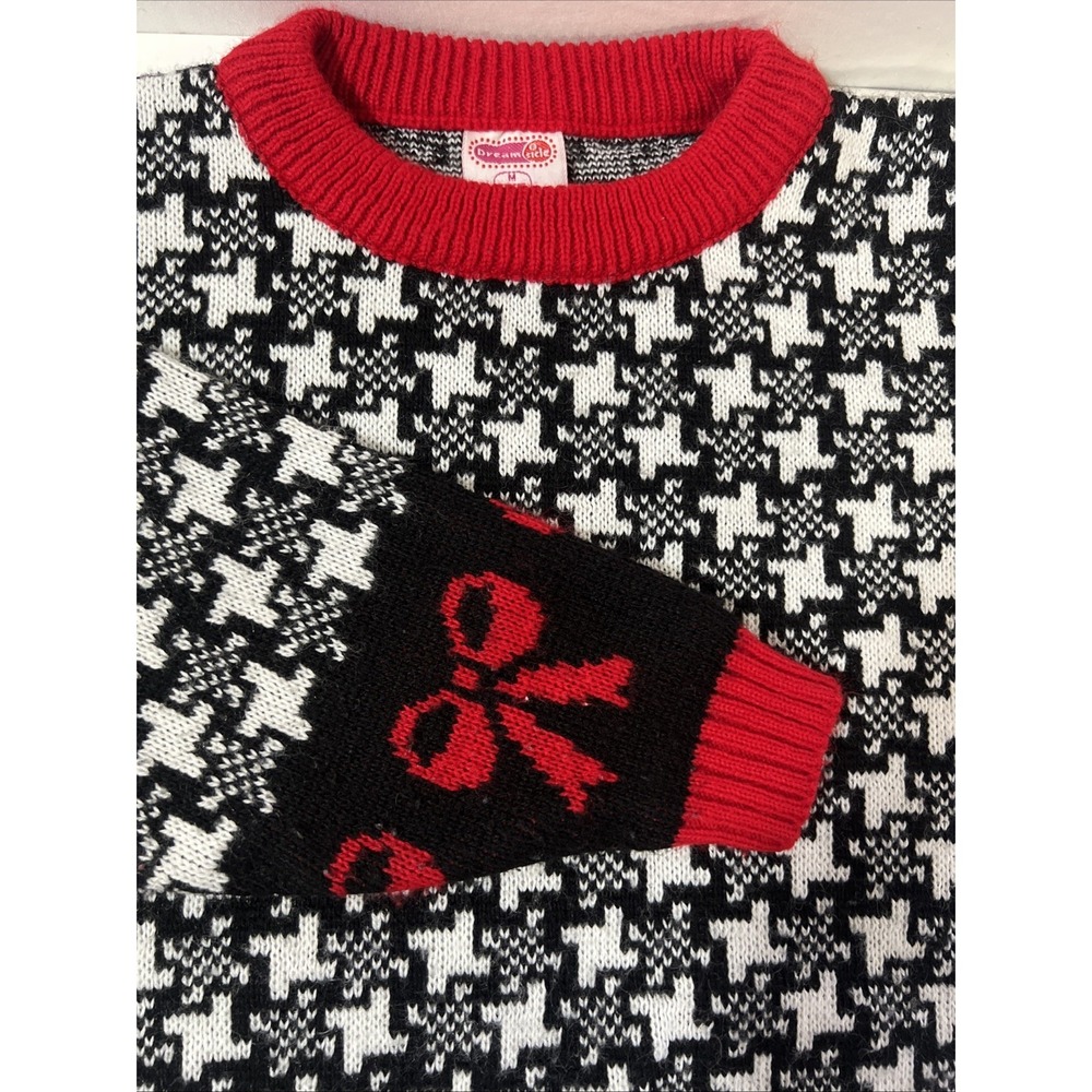 Vintage Dreamsicle Youth Sweater Red Bows Medium 10/12 Black White‎ And Red